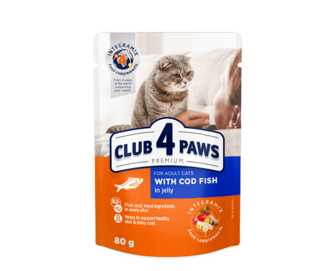 Корм для котів Club 4 Paws Premium з тріскою в желе 80г