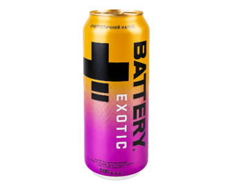 Напій енергетичний Battery Exotic безалкогольний сильногазований з/б (0,5л)