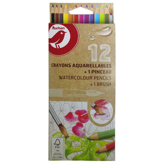 Набір акварельних олівців Auchan 12 шт. різнокольорові.