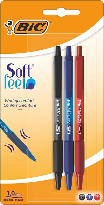 Кулькова ручка Bic Soft Feel Clic - в асортименті (3 шт.)