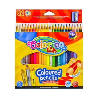 Олівці кольорові Colorino, тригранні, з точилкою, 24 кольори (57462PTR)