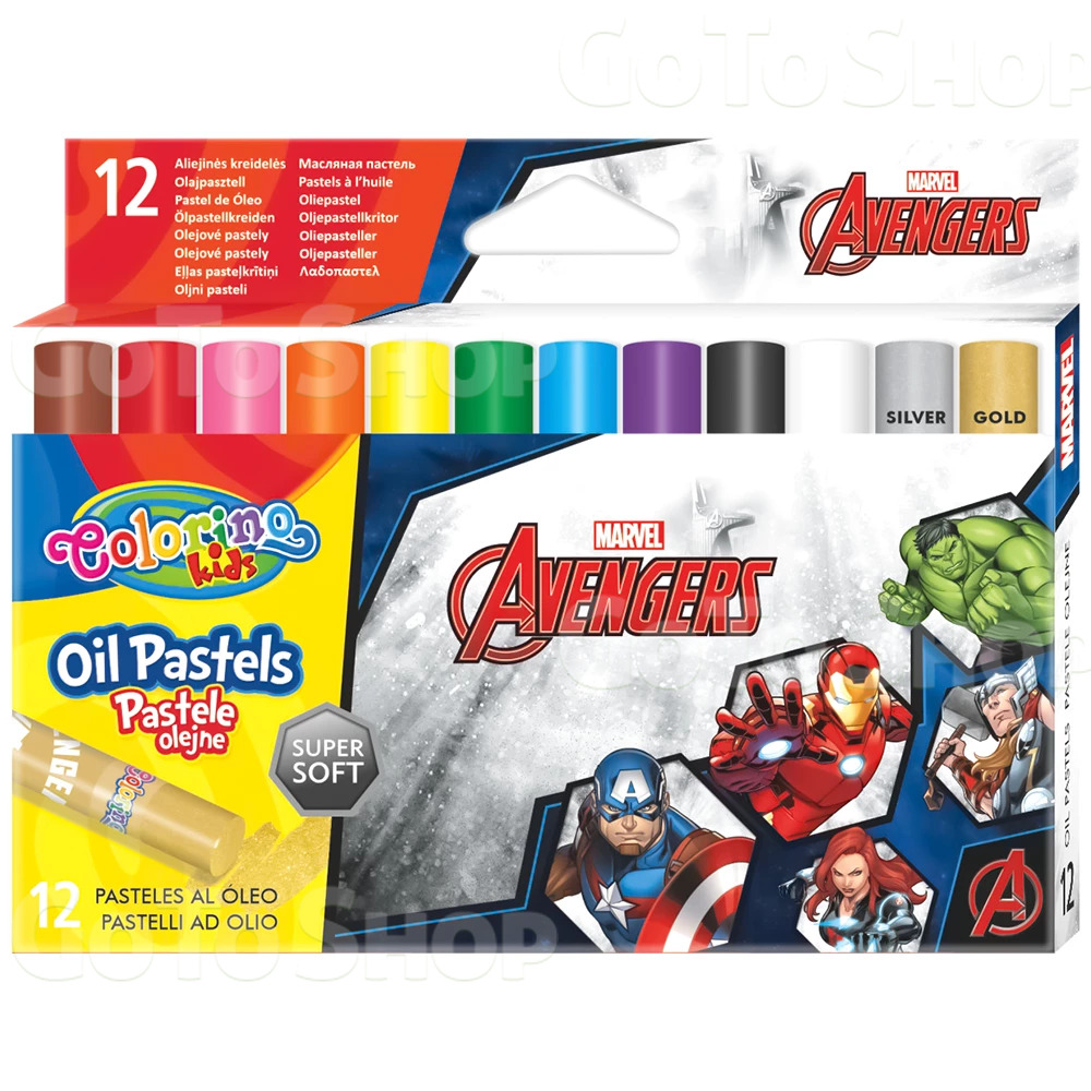 Олівці пастельні Colorino Disney Avengers, на масляній основі, 12 шт.