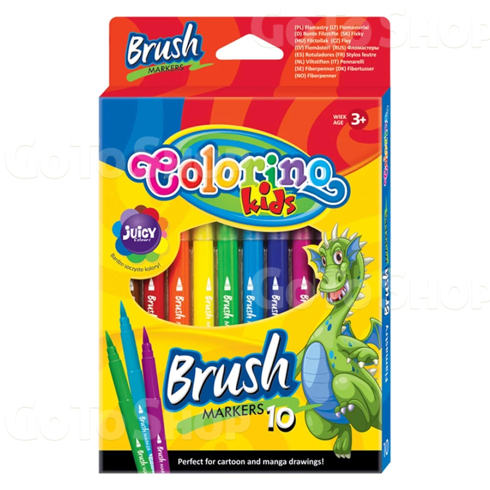 Фломастери Colorino Brush 10 кольорів, 10 шт. (65610PTR)