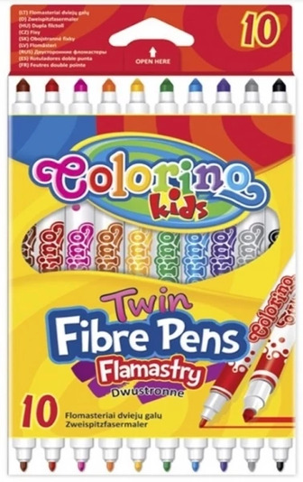 Фломастери Colorino Fibre Pens, двосторонні, 10 кольорів (13451PTR/1)