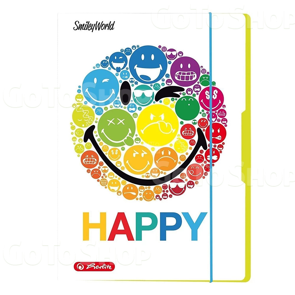 Папка картонна на гумці Herlitz А4 Smiley World Rainbow