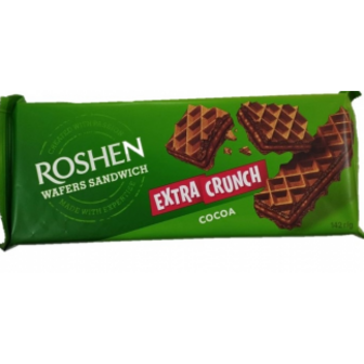 Вафлі Roshen Wafers Sandwich Extra Crunch Cocoa 142г