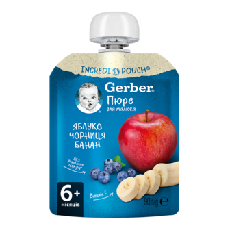 Пюре 90г Gerber Яблоко Чорниця Банан 