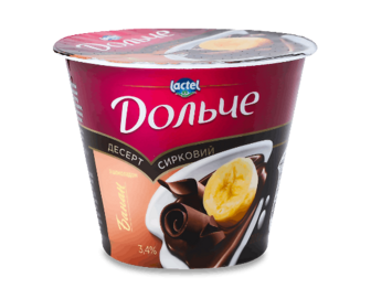 Десерт сирковий «Дольче» банан з шоколадом 3,4% (200г)