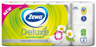 Туалетний папір Zewa Deluxe Camomile Comfort тришаровий 8 рулонів
