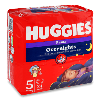 Підгузники-трусики Huggies Overnights 5 (12-17 кг) 24шт