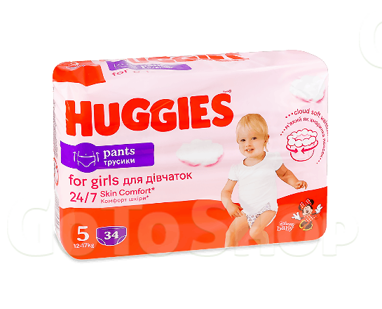 Підгузки-трусики для дівчаток Huggies Pants 5 (12-17 кг) 34шт