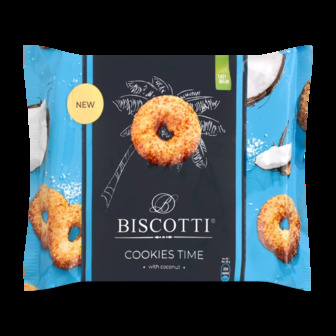 Печиво здобне пісочно-відрадне з кокосом Cookies time Biscotti м/в 160г