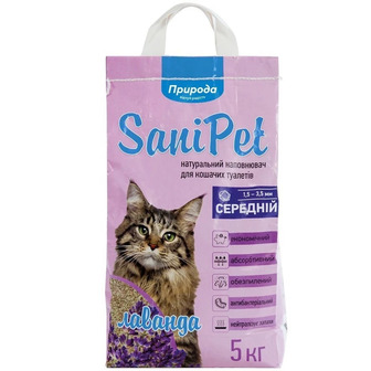 Наповнювач Природа Sani Pet бентонітовий середня гранула з лавандою 5кг