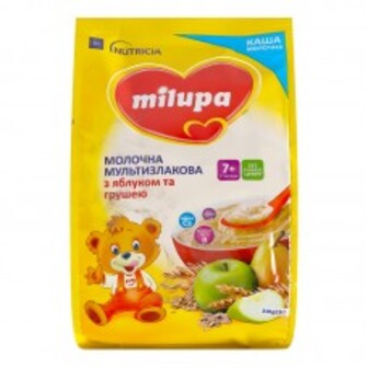 КАША МОЛОЧНА МУЛЬТИЗЛАКОВА З ЯБЛУКОМ ТА ГРУШЕЮ ВІД 7МІСЯЦІВ 210Г МІЛУПА