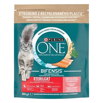 Кoрм 0,8 кг PURINA ONE STERILCAT сухий для кастрованих котів/стерил.кішок з лососем та пшеницею 