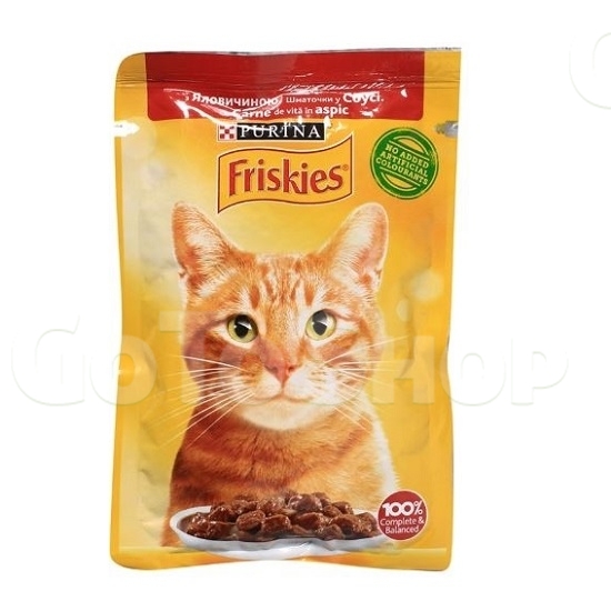 Корм 85г Friskies консервований з яловичиною у соусі 