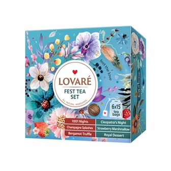 Чай 157,5г (6 видів*15 ф/п) LOVARE набір Fest Tea SET асорті в конвертах к/уп 