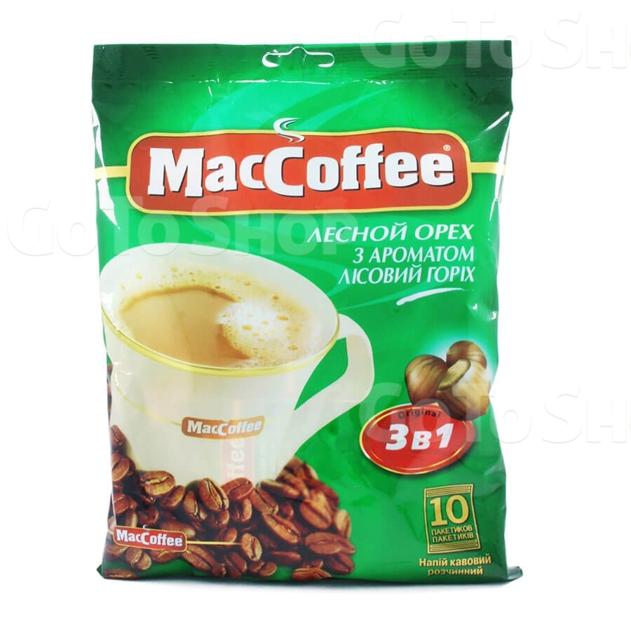 Напій кавовий (18г x 10 шт) MacCoffee лісовий горіх розчинний (3 в 1) 