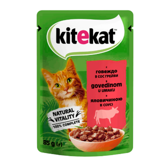 Корм для котів Kitekat з яловичиною в соусі 85г