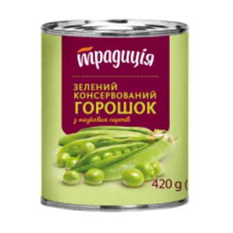 ГОРОШОК ЗЕЛЕНИЙ КОНСЕРВОВАНИЙ 460Г ТРАДИЦІЯ