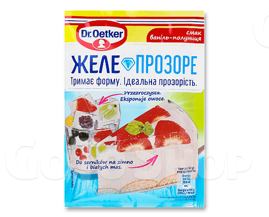 Желе Dr.Oetker зі смаком ванілі та полуниці прозоре