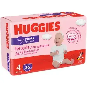 Підгузки-трусики Huggies Pants для дівчаток розмір 4 (9-15 кг) 36 шт.-Huggies