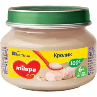 Пюре Milupa Кролик для дітей від 6 місяців м'ясне 80 г-Milupa