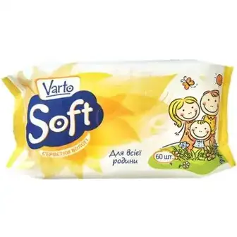 Серветки вологі Varto Soft для всієї родини 60 шт.-Varto Soft