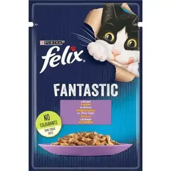 Вологий корм Felix Fantastic для дорослих котів шматочки в желе з ягням 85 г-Felix