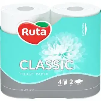 Папір туалетний Ruta Crystal White Classic 2-х шаровий 4 шт-Ruta