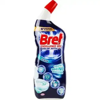 Гель для чищення та дезінфекції унітазів Bref Екселенс Колор Актив + Яскравий блиск Океан 700 мл-Bref
