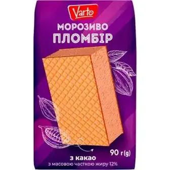 Морозиво Varto Пломбір з какао брикет 12% 90 г-Varto