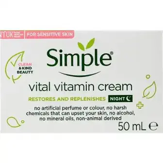 Крем Simple Нічний вітамінний Vital Vitamin Night Cream Kind to Skin 50 мл-Simple