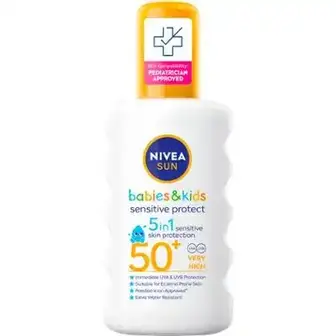 Cонцезахисний спрей Nivea Sun Babies&Kids Захист для чутливої шкіри дитячий SPF 50+ 200 мл-NIVEA