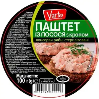 Паштет Varto з лосося з кропом 100 г-Varto