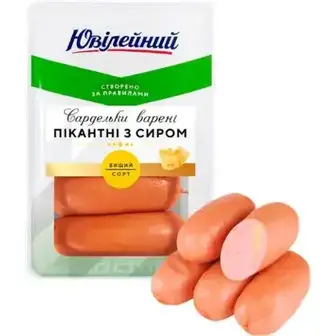 Сардельки Ювілейний Пікантні з сиром вищий гатунок вагові-Ювілейний