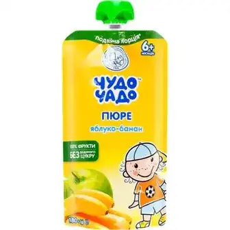 Пюре Чудо-Чадо Яблуко-банан без цукру 180 г-Чудо-Чадо
