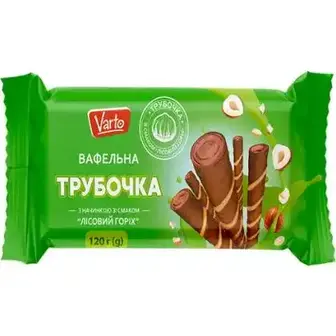 Вафельна трубочка Varto зі смаком лісового горіха 120 г-Varto