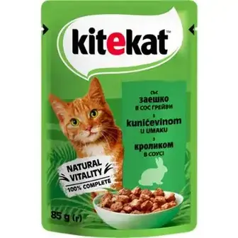 Корм вологий Kitekat з кроликом в соусі для дорослих котів 85г-Kitekat