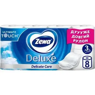 Папір туалетний Zewa Deluxe Delicate Care 3-х шаровий білий 8 шт-Zewa