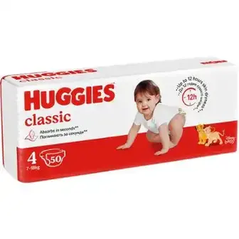 Підгузки Huggies Classic розмір 4 (7-18 кг) 50 шт.-Huggies