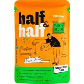 Корм Half&Half для стерилізованих котів в желе з індичкою 100г-Half&Half