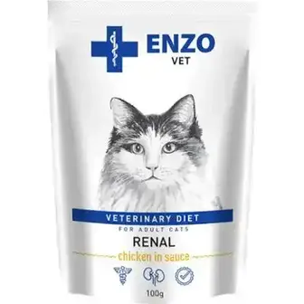 Корм для котів Enzo Vet при захворюванні нирок з куркою в соусі 100 г-Enzo Vet