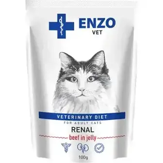 Корм для котів Enzo Vet при захворюванні нирок з яловичиною в желе 100 г-Enzo Vet