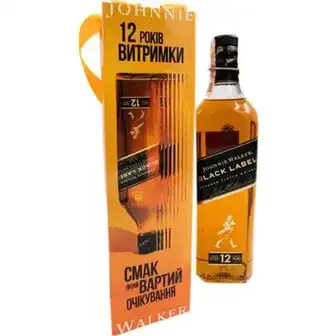 Віскі Johnnie Walker Black Label купажований 12 років витримки в подарунковій упаковці 40% 0.7 л-Johnnie Walker