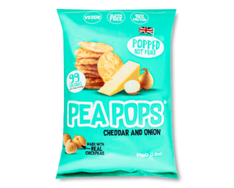 Чипси Pea Pops з нуту зі смаком сиру чеддер та цибулі