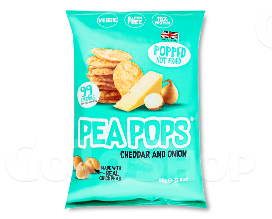 Чипси Pea Pops з нуту зі смаком сиру чеддер та цибулі