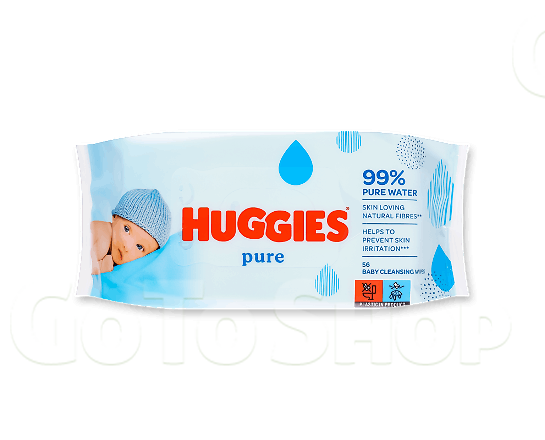 Серветки вологі Huggies Pure 56шт/уп