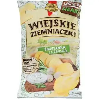 Чіпси Wiejskie Ziemniaczki картопляні зі смаком сметани та цибульки 130 г-Wiejskie Ziemniaczki