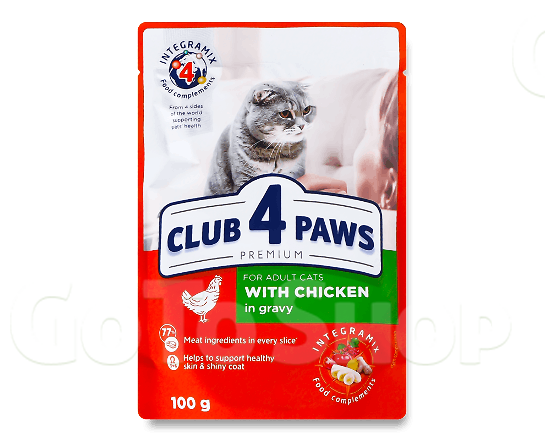 Корм для котів Club 4 Paws з куркою в соусі